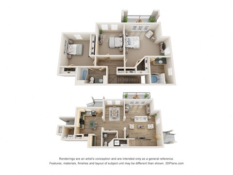 Floor plan for 3 beds, 2.5 baths, 1909 sqft